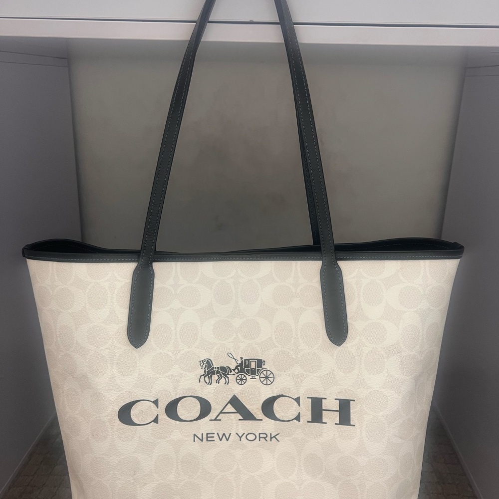 Signature White Coach Tote
